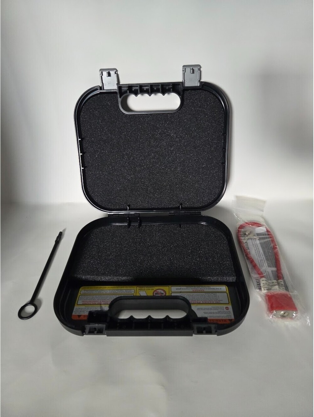 Glock Pistol Case with Foam Insert, Barrel Rod & Cable Lock Set, Black Plastic